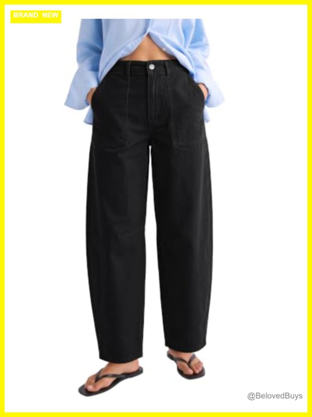 Barrel Pants Business Casual High Waisted Chino Ankle Slacks